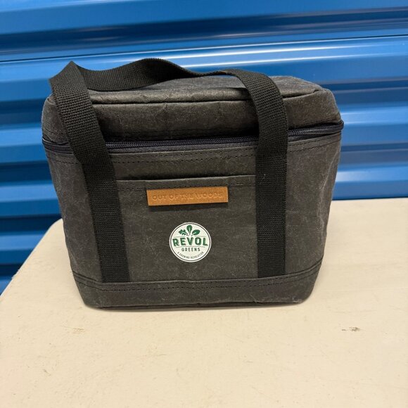 Out Of The Woods Charcoal Gray Cooler Tote With Insulated Interior & Revol Green - Picture 1 of 4